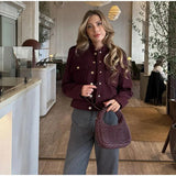 Fongt Women's Explosive Fashion Collar Retro Casual Double-Dbutton Short Jacket Jacket