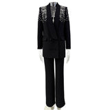 Fongt New Star Fashion Heavy Industry Nails And Studded Suit Jacket Trousers Set Two-Piece Set