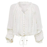 Fongt 2025 New Design Long-Sleeved Shirt Women's French White Loose Women's Shirt Women's