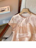 Advanced Feeling New Chinese-Style Oblique Jacquard Short-Sleeved Shirt Women's Summer 2024 French Leisure Super Good-Looking Blouse-Outfit