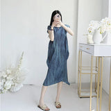 Fongt Three Folded New Dress Casual Style Folded Folded Long Skirt