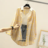 Fongt Sunscreen Plaid Shirt 2024 Spring And Summer New Lady Loose Checker Shirt Student