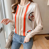 Fongt Knit Long Sleeve Splicing Knit Sweater Women's Autumn 2023 New Silk Top Style Casual Head Sweater-Outfit