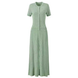 Fongt Women's Knitted Casual Simple Pure White Dress For Summer 2025