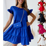 Flared Sleeve Round Neck Irregular Hem