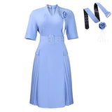 Fongt Women's New Fashion Temperament V-Neck Solid Color Large-Size Pressure Folded High-Waisted African Dress