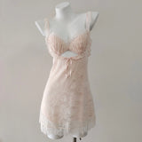 Fongt Lace Brae Pure Desire Sling Short Skirt Lace With Thin Perspective Sexy Pajamas Woman 2025 New Home