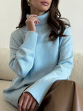 Fongt Selling Solid Women's Knitting Knitting Jacket High-Collar Sweater Loose 066