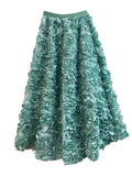 TWOTWINSTYLE Elegant Long Skirts For Female High Waist Patchwork Florals Pink Mesh Midi Korean Style Women's Skirt 2022