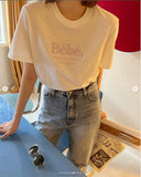 Fongt Korean Chic Summer New Embroidery Stereo Letter Casual Simple Age Reduction Round Collar Short Sleeve Versatile T-Shirt-Outfit