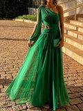 Fongt Spring And Summer Solid Shoulder-Lender Temperament Elegant Long