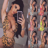 Fongt New Bikini One-Joined Bikini Bikini Leopard Print Hollowed-Out One-Piece Swimsuit-Outfit