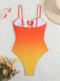 2025 New Sexy Gradient Conjoined Hollow Swimsuit Bikini
