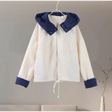 Removable Puffer Hoddie Patchwork Zipper Jacket-Outfit