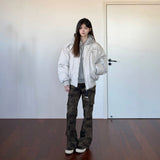 Fongt Curved Flying Cotton Jacket Boxy Loose Warm Cotton Coat Men And Women The Same Fried Street Clothes