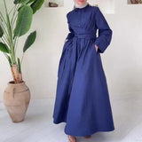Fongt New Women's Autumn Collar Shirt Dress High-Rise With Commuter Dress