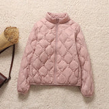 Autumn And Winter New Style Down Jacket Female Short Style Ling Ge Fashion Korean Version Shows Thin Stand Collar Light White Duck Down Coat Tide-Outfit