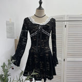 Fongt Oil Painting Print Collar A Word Twisted Folded Short-Sleeved Trumpet Blouse 9907