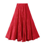 Fongt Spring New Sister Wind High-Level Feeling Hundred Folds Loose Thin Swing Skirt Leisure A Skirt 8081