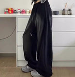 Logo Print Vintage Washed Baggy Sweatpants-Outfit
