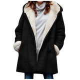 Intellectual Simple Original Style Solid Color Leisure Button Cardigan To Keep Warm Medium And Long Hooded Lady's Coat-Outfit