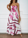 Fongt Summer Flower Printed Back Suspension Sexy High Waist A Dress Dress Woman
