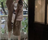 Wind Thick Line Knit Coat Female Autumn Winter New Style Versatile Loose Medium Long Sweater Cardigan Jacket Tide-Outfit