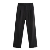 Fongt 2025 New Women's Double Pocket Coat Top + Pants Suit