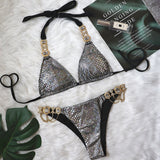 Fongt New Swimsuit Plain Crystal Diamond Chain Women's Split Swimsuit Strap Sexy