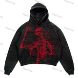 Fall Skull Print Street Hip Hop Retro Oversized Hoodie Fashion Cotton Loose Gothic Sweatshirt Men and Women Tops hoodie-Outfit