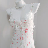 Fongt Pure Desire High-Grade Broken Ice Silk Ajasy Dress Girl 2025 Sweet Lace Slings With Thoracic Pad Home
