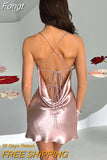 Bandage Mini Dress Backless Sexy Bodycon Satin Dresses 2023 Summer Chic Elegant Party Wedding Dresses for Women
