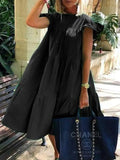 Colors And Six Yards A Lot Of Women's Loose Folds Short-Sleeved Dress Pure