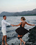 Backless Large Bow Mini Dress-Outfit