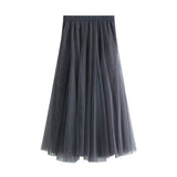 Fongt Long Yarn Skirt Half Dress Girl Autumn And Winter High Waist Long Net Yarn Skirt 100 Folding Skirt A Skirt Fairy Dress 8859