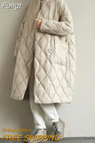 Winter New Arrivals Women's Cotton Coats Diamond Lattice Block Big Size Female Long Parkas Loose Lady Overcoats