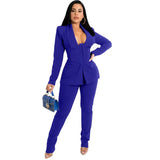 Women Pants Suit Houndstooth Print Hidden Breasted Blazers Tops Pencil Pants Two 2 Piece Sets Office Lady Fashion