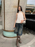 Vintage Denim Pants Loose Casual Knee Length Jean Shorts Wide Leg Kpop Y2k Streetwear Women Grunge Hip-pop Chic-Outfit