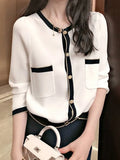Fongt Illing High Quality Small Sweet Wind Women's Gold Button Cardigan Autumn Elegant Wind Sweater Coat Women's Sweater-Outfit