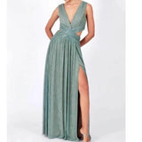 Fongt Women's Dress Evening Dress Sleeveless Fork Hot To Close The Waist Exposed 8190