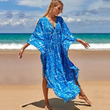 Fongt Middle Woven Polyester Loose Plus Size Bikini Smock Beach Dress Sunscreen Beach