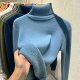 Sweater Women Winter Thick Plush Fleece Lined Knit Pullover Warm Soft Knitwear Jumper Slim Sueter Top New Malhas