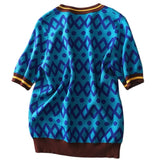 Clothes Knitted Sweater Women Pullover Korean Style Argyle Plaid Casual O-Neck Sweaters Female Jumpers Loose Womens