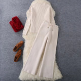 Winter Knitted 2 Piece sets Women's Thick Warm Casual Pullover Sweaters+Wide leg pants Tracksuits Korean
