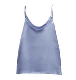 Summer Solid Sleeveless Crop Casual Camis Tank Tops Ladies V-Neck Female Vest Women Imitation Silk