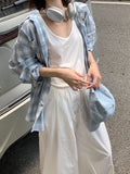Fongt Plaid Shirt Coat Women Spring And Autumn New Small Lazy Temperament Sunscreen Shirt Cotton Top Tide