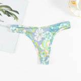 Ice Silk Scarless Thongs Women Print Low-Waist Sexy T-Sants Hot Sedulish Ultra-Thin Yoga Pants