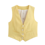 Fongt Color Y2K2025 Summer Leisure Repair Vest Sleeveless Vest Short Blouse Women A19531