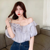 Sleeve Chiffon Shirt Women's Blouse Sweet Fashion Solid Color-Outfit