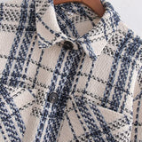 Women's Small Incense Plaid Weed Coat Autumn New Lazy Leisure Long Long-Sleeved Cardigan P4-6038-Outfit